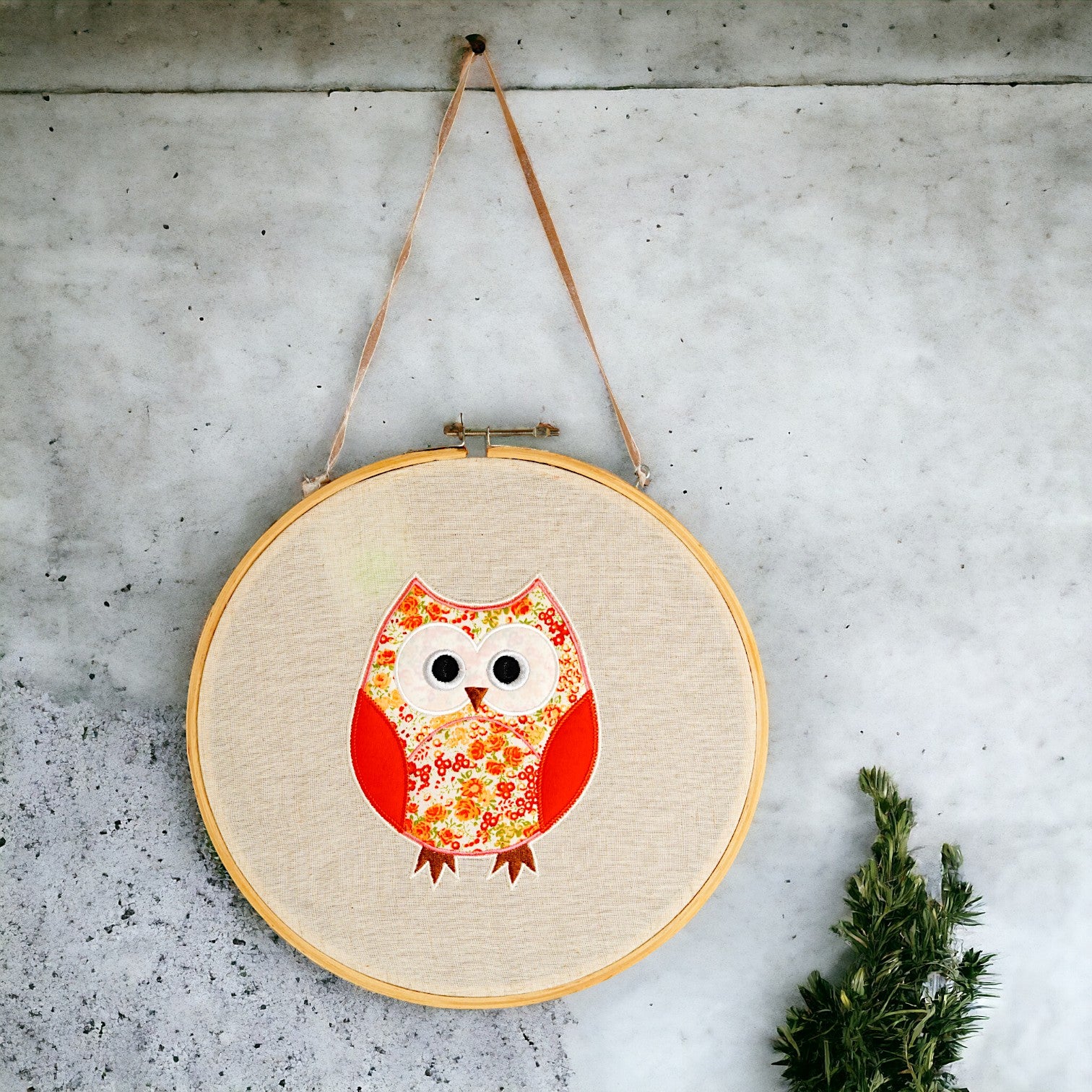 Embroidered Owl Wall Hoop for Kids